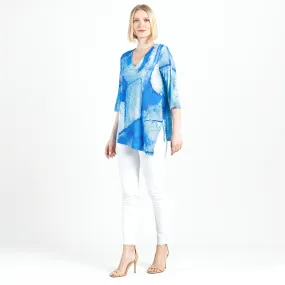 Asymmetrical Reverse Hi-Low Tunic - Water Splash